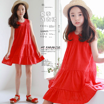 Girls dress summer children sleeveless vest dress 2021 New Spring Summer big boy girl loose princess dress