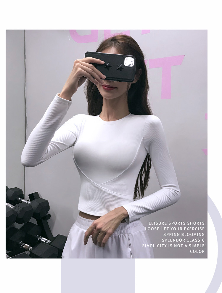 Сексуальный спортивный быстросохнущий лонгслив для спортзала, эластичная одежда для йоги, в обтяжку, популярно в интернете, для бега 