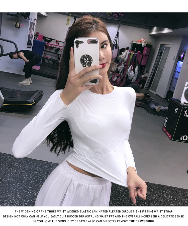 Сексуальный спортивный быстросохнущий лонгслив для спортзала, эластичная одежда для йоги, в обтяжку, популярно в интернете, для бега 