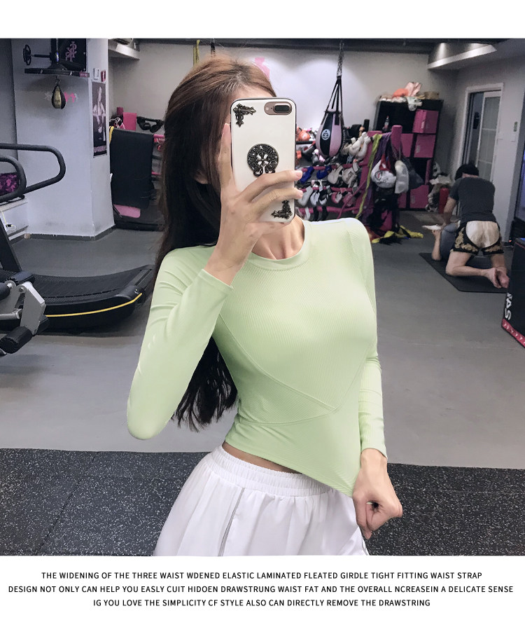 Сексуальный спортивный быстросохнущий лонгслив для спортзала, эластичная одежда для йоги, в обтяжку, популярно в интернете, для бега 