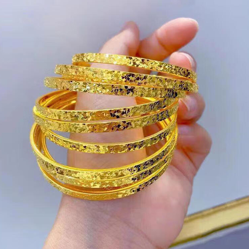 Shuibei's New Gold Bracelet for Women, Pure Gold 999, Ice-Crystal Design, Shiny and Fashionable, Gift for Girlfriend or Wife