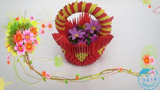 Tam giác chèn màu thủ công origami gói vật liệu hoàn thành giỏ hoa hướng dẫn DIY sáng tạo trẻ em đồ chơi giáo dục - Handmade / Creative DIY đồ chơi thông minh cho bé