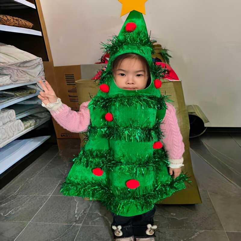 绿色校服cos圣诞树怎么穿?这款儿童演出服让你一键变身_cos服装_淘宝服装网