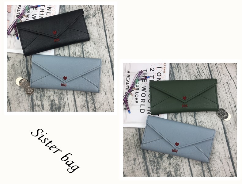 Dài của phụ nữ ví đa chức năng công suất lớn dây kéo phong bì retro hình trái tim chữ thêu dòng 2018 mới ví nam dài