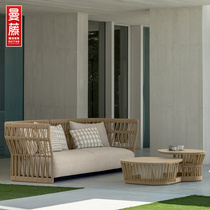 Nordic Outdoor Sofa Patio Garden Waterproof sunscreen Rattan Sofa Tea Table Combined Villa Outdoor Open chairs