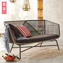 Outdoor Sofa Patio Open Air Chvine Sofa Combined Waterproof Balcony Rattan chair Three sets Nordic minimalist sofa chair