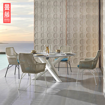 Outdoor rattan knitted table and chairs combined balcony courtyard casual dining table Three-five pieces outdoor terrace Villa Garden Furniture