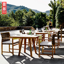 Outdoor solid wood table and chairs outdoor patio garden open air balcony table and chairs coffee room outside pendulum anti-corrosive wood combined table and chairs