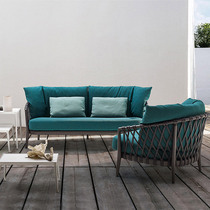 Outdoor sofa courtyard garden Nordic rattan sofa coffee table combination sales office outdoor sun protection rattan sofa