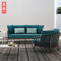Outdoor Sofa Patio Garden NorNordic Rattan Sofa Tea Table Combined Sales Office Open Air Outdoor Sunscreen Rattan Sofa