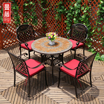 Outdoor table and chairs Villa Courtyard Garden Cast Aluminum Dining Table And Chairs Furniture Outdoor Open-air Iron Art Table and table Composition