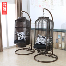 Home Bird Cage Swing balcony Leisure hanging chair Hanging Basket Outdoor Bird Nest Autumn Givine choreography Hanging Basket Rocking Rattan Chair