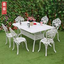 American Countryside Outdoor Table & Chairs Villas Courtyard Cast Aluminum Table & Chairs Tea Table Combination Waterproof Sunscreen Outdoor table and chairs