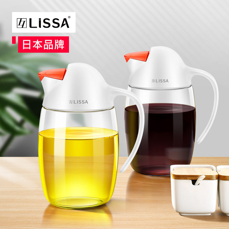 Japan-style Glass Anti Oil Spill Pot Home Automatic Opening And Closing Clamshell Sauce Vinegar Bottle Oversized Oil Bottle Kitchen Oil Bottle