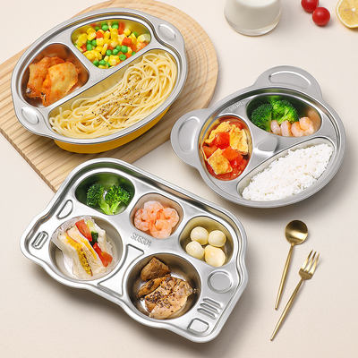 Stainless steel children's dinner plates, suction cups, baby household compartments, kindergarten children's tableware, food grade