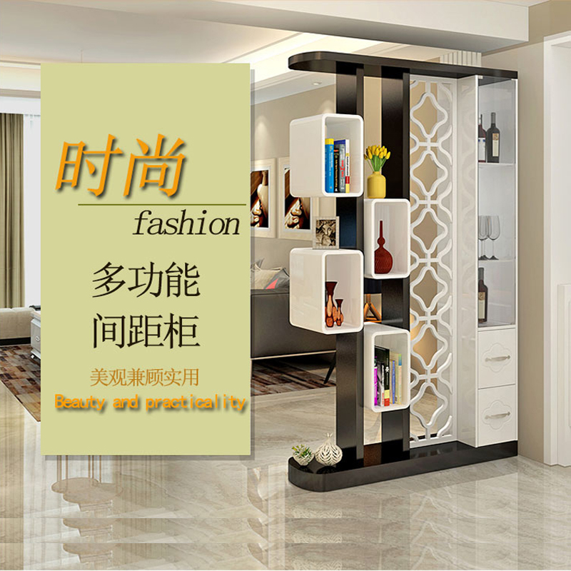 Baking paint black and white entrance double-sided cabinet modern wine cabinet foyer cabinet hall cabinet partition cabinet porch cabinet shoe cabinet 1 2 meters