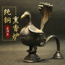 Nepal Tibetan Buddhism pure copper incense burner pan incense tower incense stove crafts Peacock incense burner incense machine incense Ware