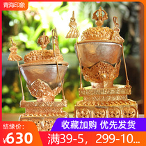 Nepal Pure Brass Band full-time gold Toba Baga Bachal Myong for a Buddhist Irrigation Top for the size of the Buddha Pendulum Piece