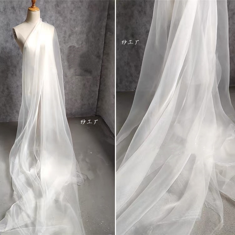 White Matte Soft Matte Transparent Organza Wedding Background Decoration Ceiling Veil Ancient Style Photography Veil