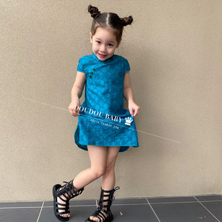 Doudou girls cheongsam 2024 spring and summer new style short sleeves