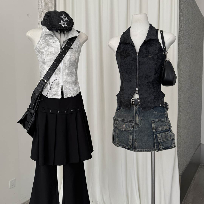 Weiwei Japanese Style Beautiful Clothes American Style Sexy Sleeveless Vest for Women Summer Slim Fit Tie-Dye Design Top Weiwei Japanese Style Beautiful Clothes American Style Sexy Sleeveless Vest for Women Summer Slim Fit Tie-Dye Design Top