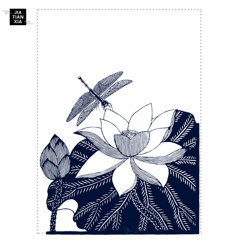 Lotus paper-cut art work frame painting core pure hand-cut hollowed out Chinese style characteristic handicraft finished product