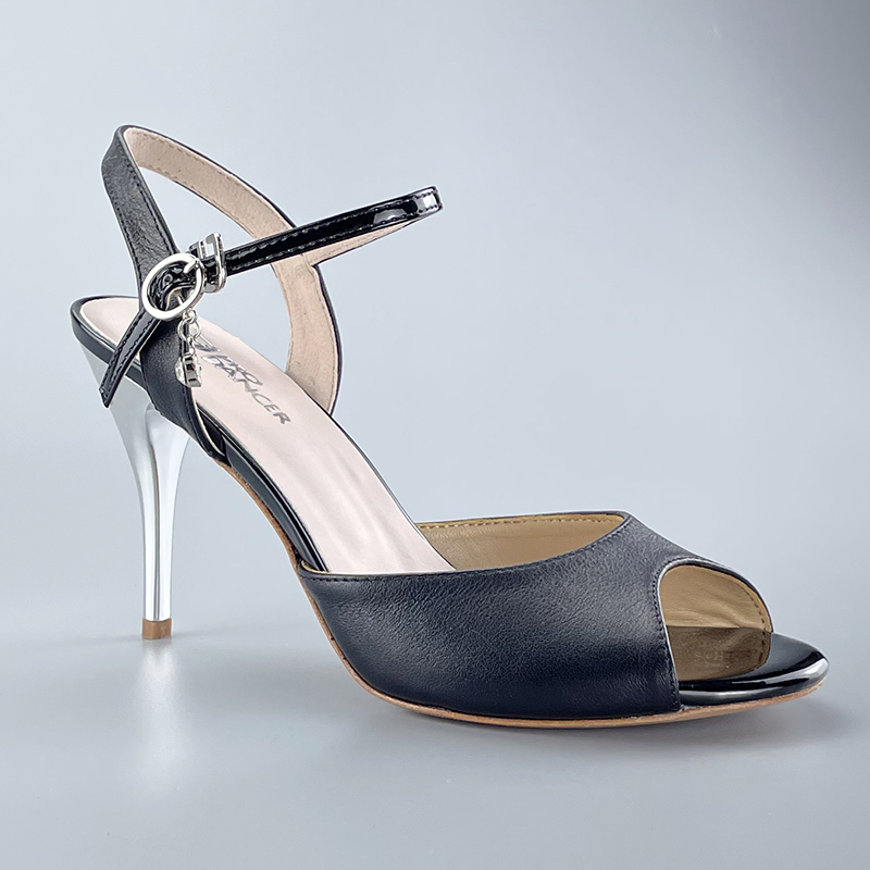 Professional ArgentinaTango Salsa Argentine tango shoes in black leather with hard leather sole