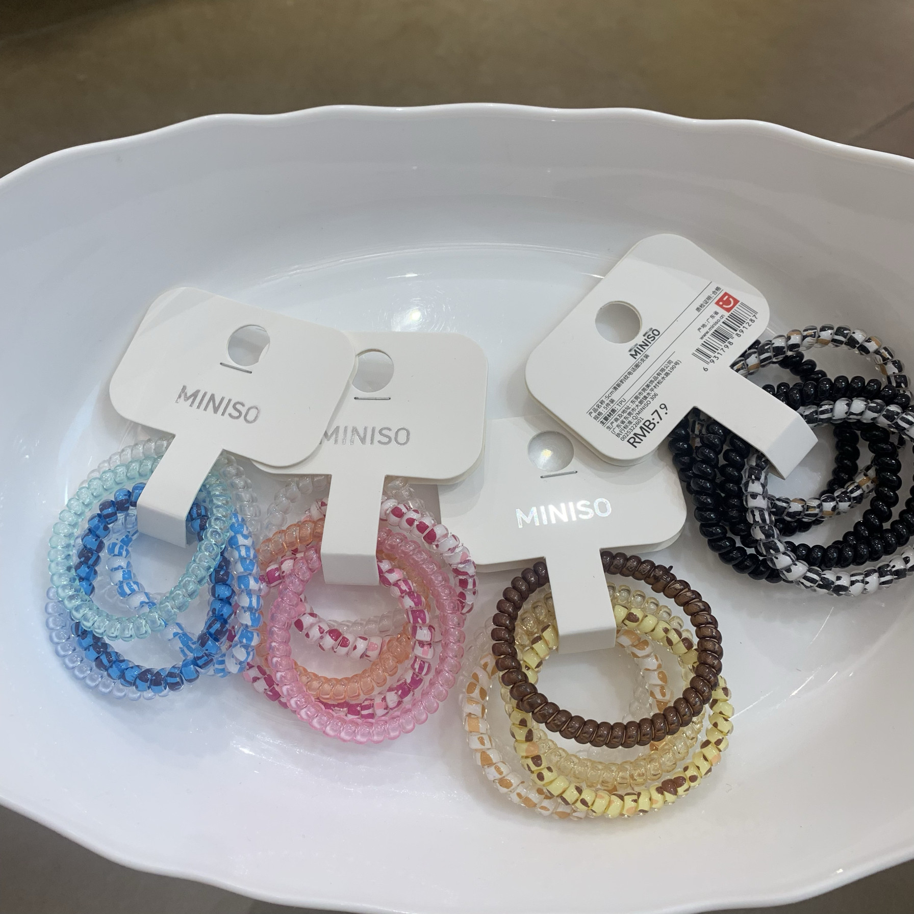 名创优品miniso简约时尚电话线发圈头饰女扎头皮筋不伤发马尾头绳评价- 淘宝网