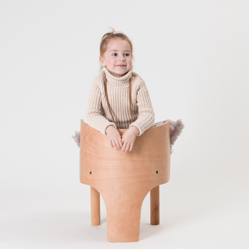 Children's stool backed chair cartoon small bench household solid wood small stool creative cute elephant chair Nordic wind