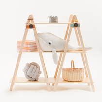 ins shelf solid wood Nordic wind floor multi-layer storage rack childrens room toy storage rack simple modern
