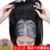 Eyebrow real hair replacement block female head hair plug gasket wig set invisible oblique bangs cover white hair length