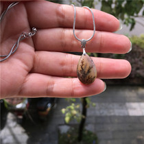 Natural Jade Yellow Dragon Jade aquatic flower water drop shaped pendant pendant fashion women neck Jade Pei birthday gift