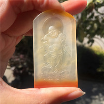 Natural Jade Yellow Dragon Jade A goods high ice pretty color Buddha Gong pendant exquisite fashion womens neck Jade gift