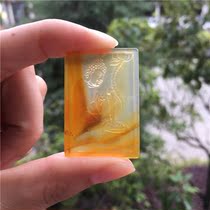 Natural Jade Yellow Dragon Jade A goods beautiful color group slope material Tlata Buddha brand pendant pendant exquisite fashion men and womens neck decoration