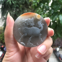 Natural Jade Yellow Dragon Jade golden sand material unicorn brand pendant pendant features fashion men and women neck jewelry Jade