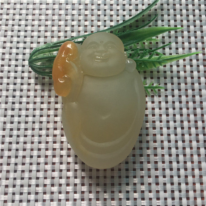 Natural Jade Huanglong Jade A Goods Pretty Color Buddha Gong Handle Piece Hand Piece