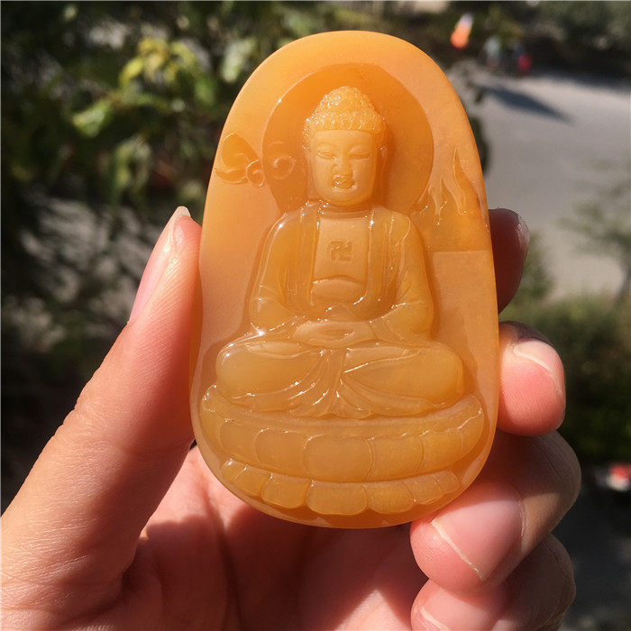 Yuyuan Pavilion Natural Jade Huanglong Jade A Seed Material Tathagata Buddha Boutique Pendant Pendant Men's and Women's Neck Jewelry Jade Pendant - Taobao