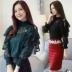 Mùa xuân 2019 mới của phụ nữ áo ren nước ngoài gas hai mảnh voan Hàn Quốc dài tay rất đẹp kiểu áo sơ mi nữ tay lỡ Áo sơ mi chiffon ren
