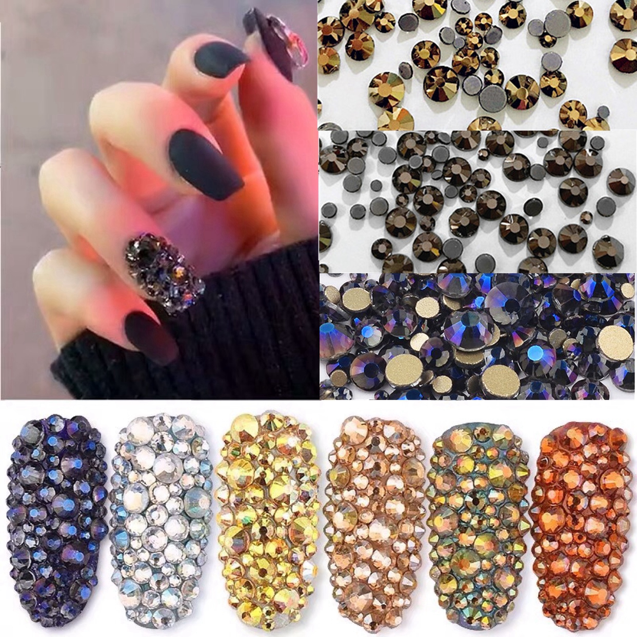 Nail drill red blast hot water diamond mine black diamond diamond trinket champagne small round diamond diamond trinket