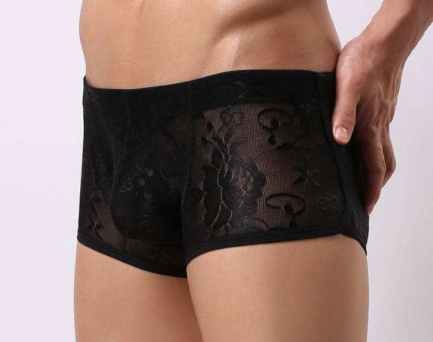 Mới Ren Nam Eo thấp Sexy Quần boxer Sexy Quần lửng U túi lồi bó sát in mờ Đồ lót đồ lót vera