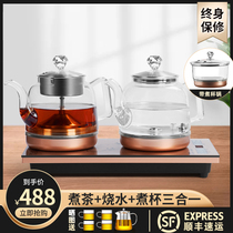 Tea prince kettle Smart bottom water supply glass household pumping water and water tea stove Tea maker set Tea table embedded