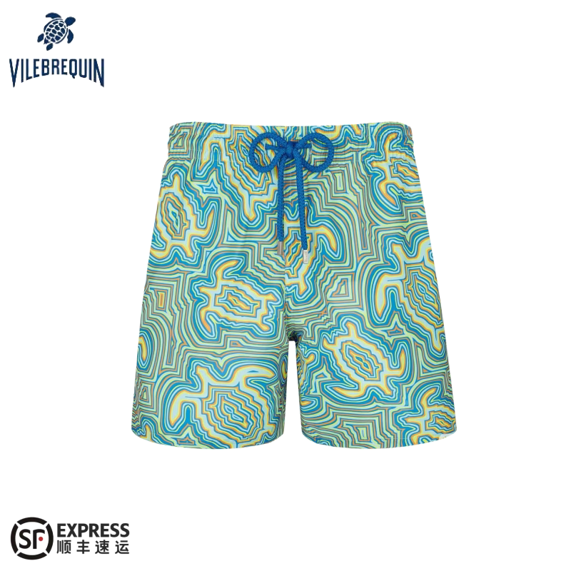 Vilebrequin Men's Beach Shorts Van Bokun Hot Spring Shorts Seaside Vacation Swimming Double-Layer Turtle Swim Trunks