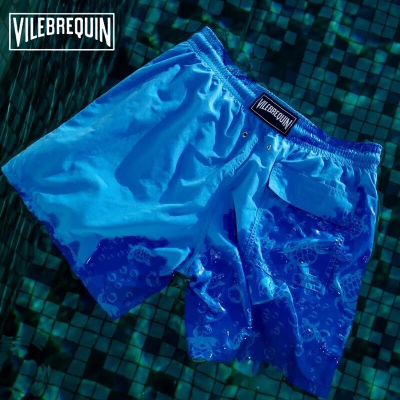 Vilebrequin Solid Color Beach Shorts That Transform into Turtle Shorts When Wet, Suitable for Vacation in Sanya, with Lining Vilebrequin Solid Color Beach Shorts That Transform into Turtle Shorts When Wet, Suitable for Vacation in Sanya, with Lining