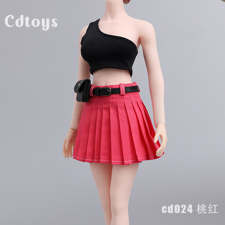 Spot cdtoys cd024 1 6 soldiers clothes lan tbl coated rubber female vegan body half body skirt pleated skirt