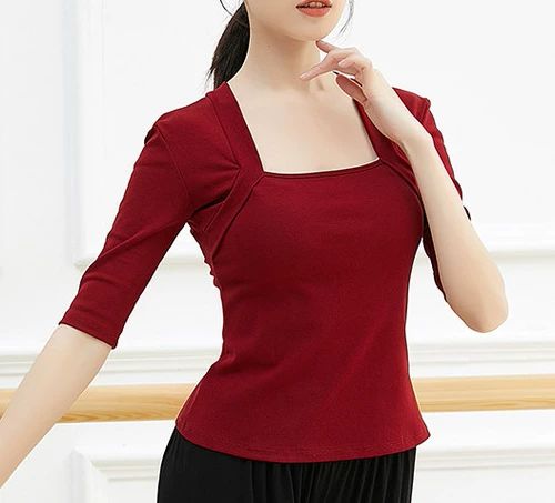 Современный новый кирпичный кирпичный красный рукав женский топ для живота