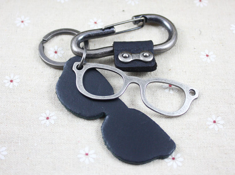 Personality Eye frames Frames Denim Hanging Button Keyring Western Emulation Bull Leather Key Buttoned Retro Classic Men's Creativity
