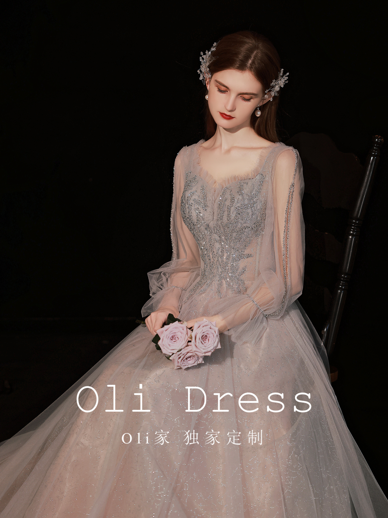 Evening Square Eight -year Old Store Dress Long Sleeve OLI Family Gray Long Skirt Hoster Dinner New Girls' Day Performance Western Fairy Fairy Little Evening Square Eight -year Old Store Dress Long Sleeve OLI Family Gray Long Skirt Hoster Dinner New Girls' Day Performance Western Fairy Fairy Little