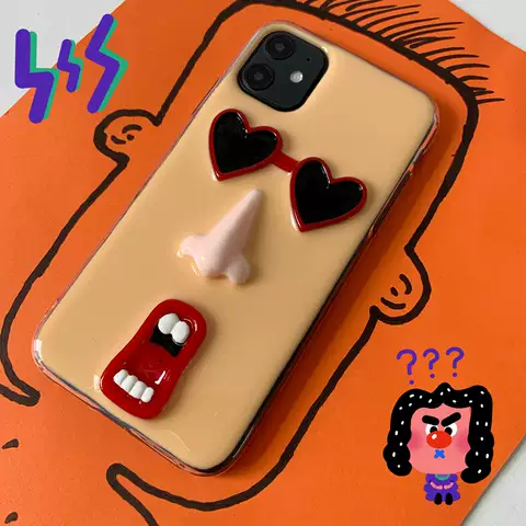 3D Funny Face iPhone Phone Case   Pro/Plus/Max/Air  – iPhone 17,  iPhone 16, iPhone 15, iPhone 14, iPhone 13