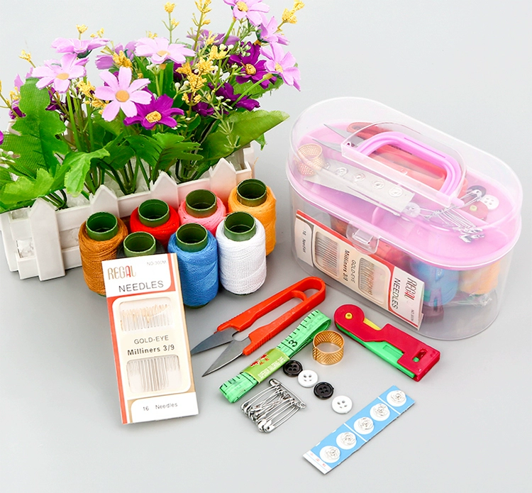 Hộp may gia đình đặt kim cao cấp DIY kim tay kéo Kéo hộp lưu trữ công cụ may kit công cụ may - Công cụ & vật liệu may DIY dụng cụ đan len cho người mới bắt đầu