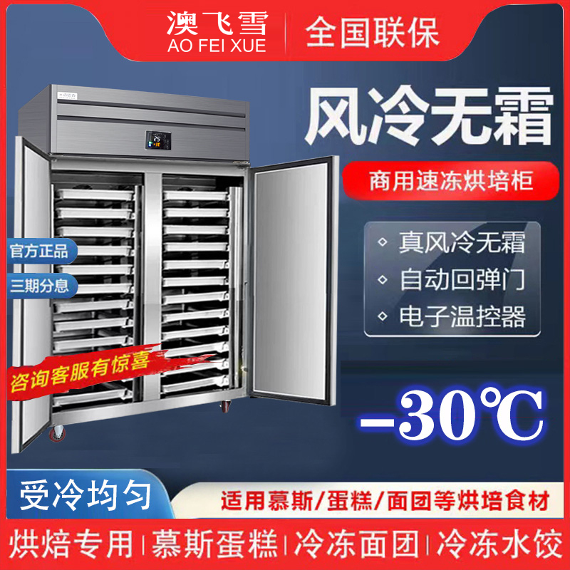 Four-Door Air-Cooled Commercial Frost-Free Freezer with Insert Trays for Baking Dough, Cakes, Dumplings, Mousse Cakes, and Quick Freezing